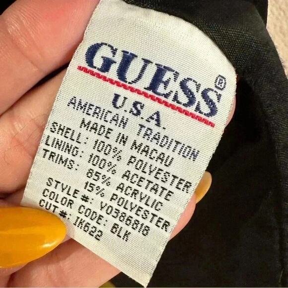 Vintage GUESS Faux Fur Mid Length Trench Coat RARE Jacket in Black Sz. Small - Picture 14 of 16